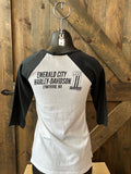 Emerald City Harley-Davidson® ECHD Dealer Back Women's Baseball 3/4 Sleeve