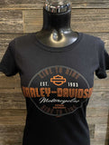 Mt. Rainier Harley-Davidson®  Woman's Black Rhinestone Tee